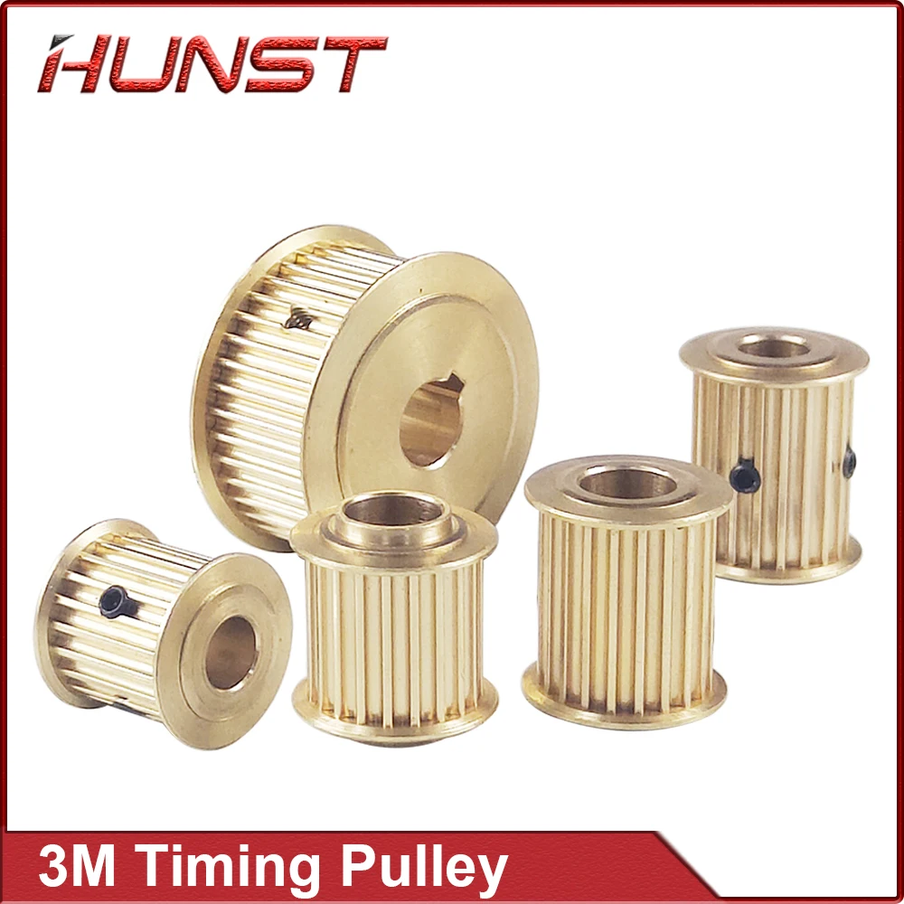 

HUNST Copper Synchronizing Gear,Timing Pulley HTD 3M Pulley Synch Motor Wheel for DIY CO2 Laser Engraving Cutting Machine