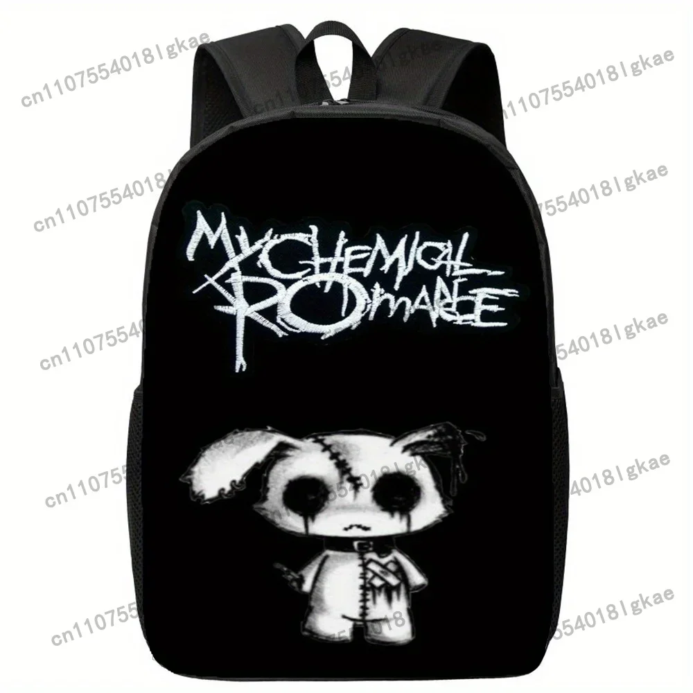 Inspired Large Capacity Canvas Backpack - Black with White Rabbit Graphic, Adjustable Straps,, Casual Style for Everyday Use, Ev