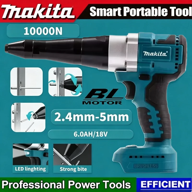 

Makita Electric Rivet Gun LED Cordless Multifunctional Rivet Nut Gun Brushless Automatic Riveting Tool For 18V Battery