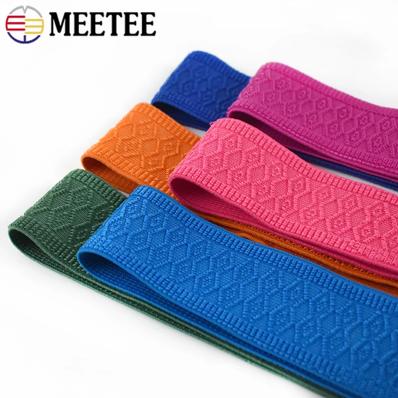 

2/4Meters Meetee 50mm Jacquard Elastic Band Sewing Pants Clothes Rubber Ribbon Belt Strap Garment Decor Stretch Tape Accessories