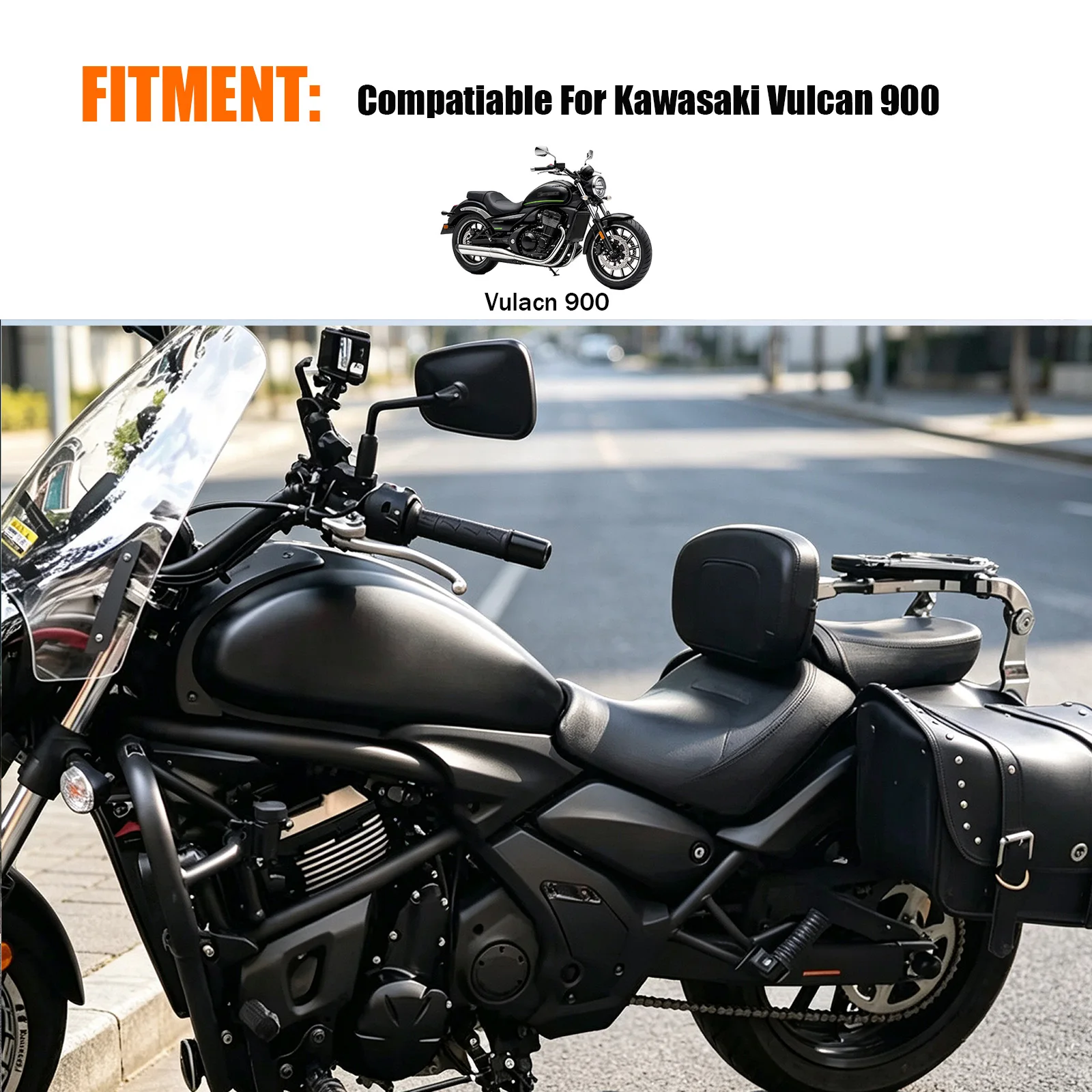 For Kawasaki Vulcan 900 VN 900 Custom Classic Bobber VN900 Motorcycle Accessories Adjustable Folding Driver Backrest Sissy Bar