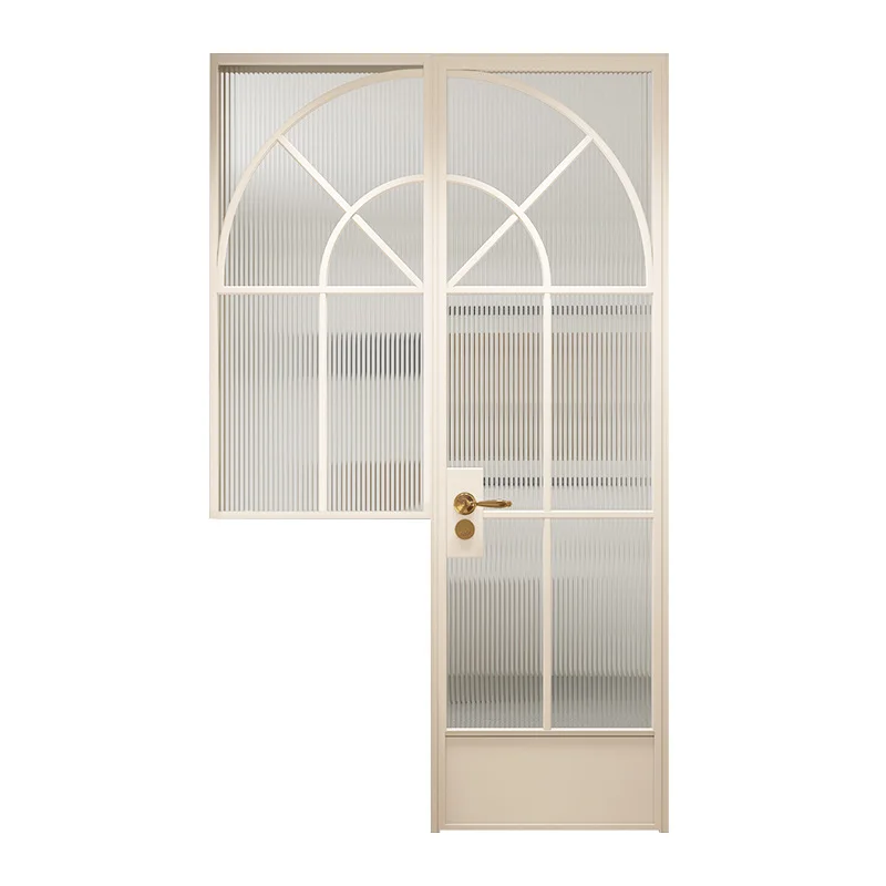 Aluminum alloy French bathroom door window Changhong glass semi-partition bathroom retro old steel window door