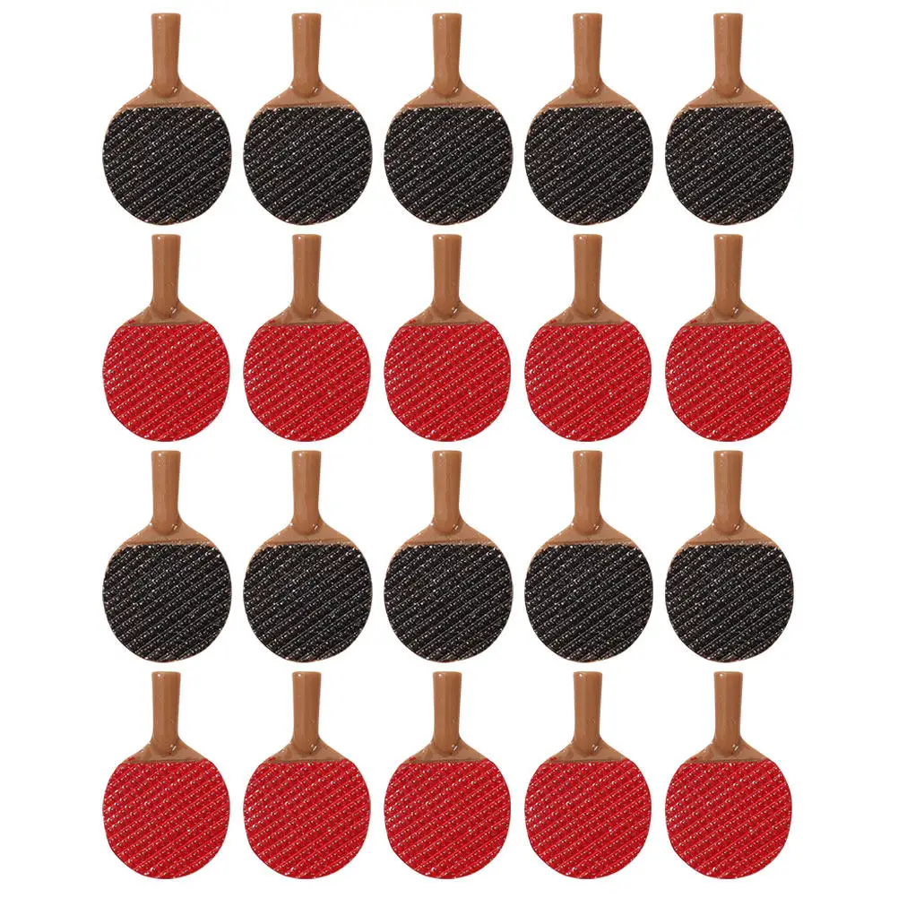 20Pcs Mini Simulation Table Tennis Bats Resin DIY Decorative Pendants for Dollhouse Accessories Keychain Hairphone Headband