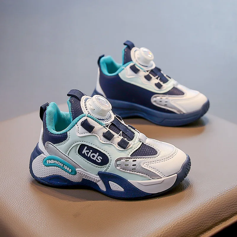أحذية رياضية زر دوار للأطفال احذية الجري غير القابلة للانزلاق العصرية سميكة لينة وحيد 2025 موضة جديدة حذاء رياضي #2