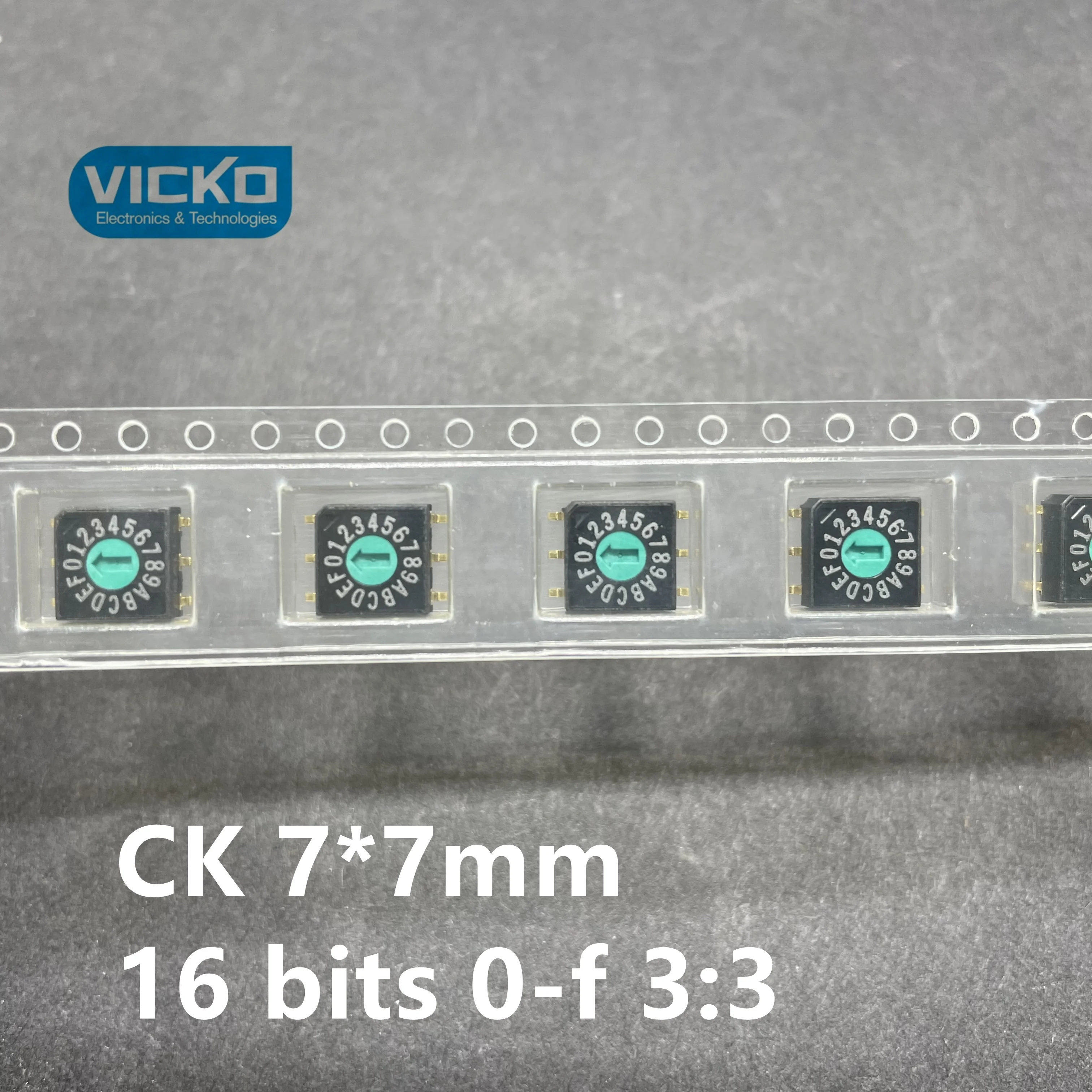 Import American  patch digital rotary switch CK 7*7mm rotary encoder coding switch 16 bits 0-f 3:3 green