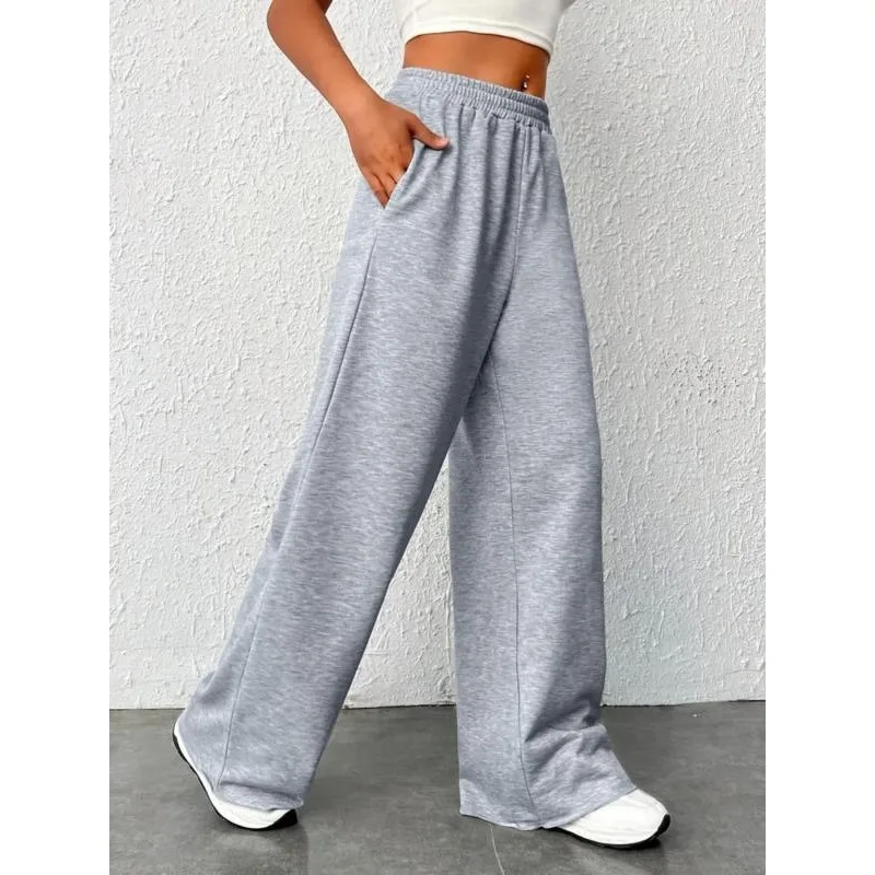 Celana Kasual Wanita Ukuran Besar 1XL-5XL Celana Panjang Ramping Kasual Fashion Jalanan Musim Semi Pakaian Celana Olahraga Rajutan Solid Wanita