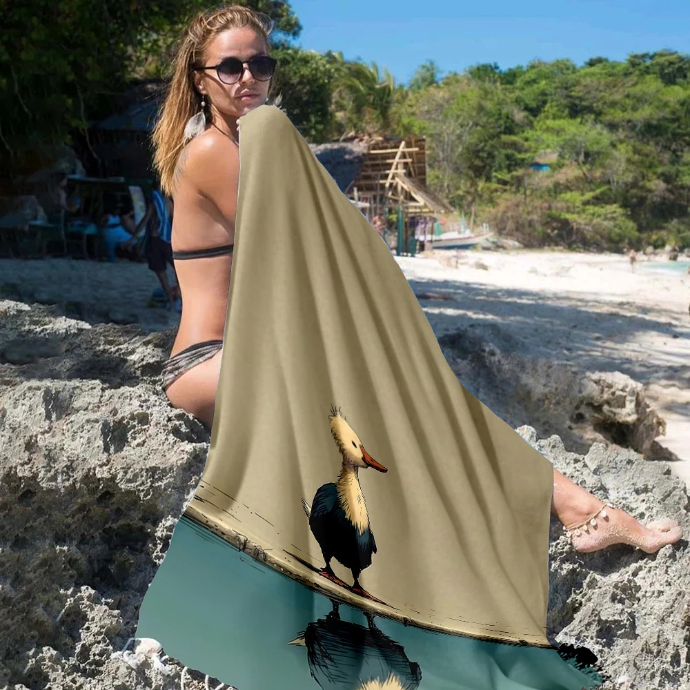 Duckling Reflection Quick Drying Beach Towels Ultra Lightweight Fast-drying Super Absorbent It is a must-have item for summer