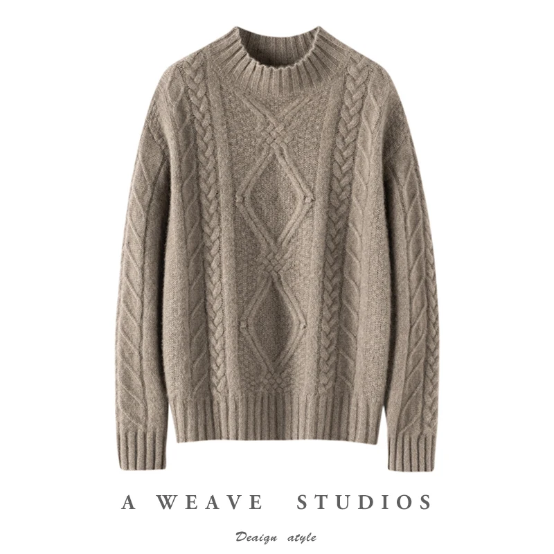 

Вязаный свитер для женщин, топы из 100% мериносовой шерсти, осень-зима, пуловеры с круглым вырезом и длинными рукавами, винтажные вязаные свитера, женская одежда