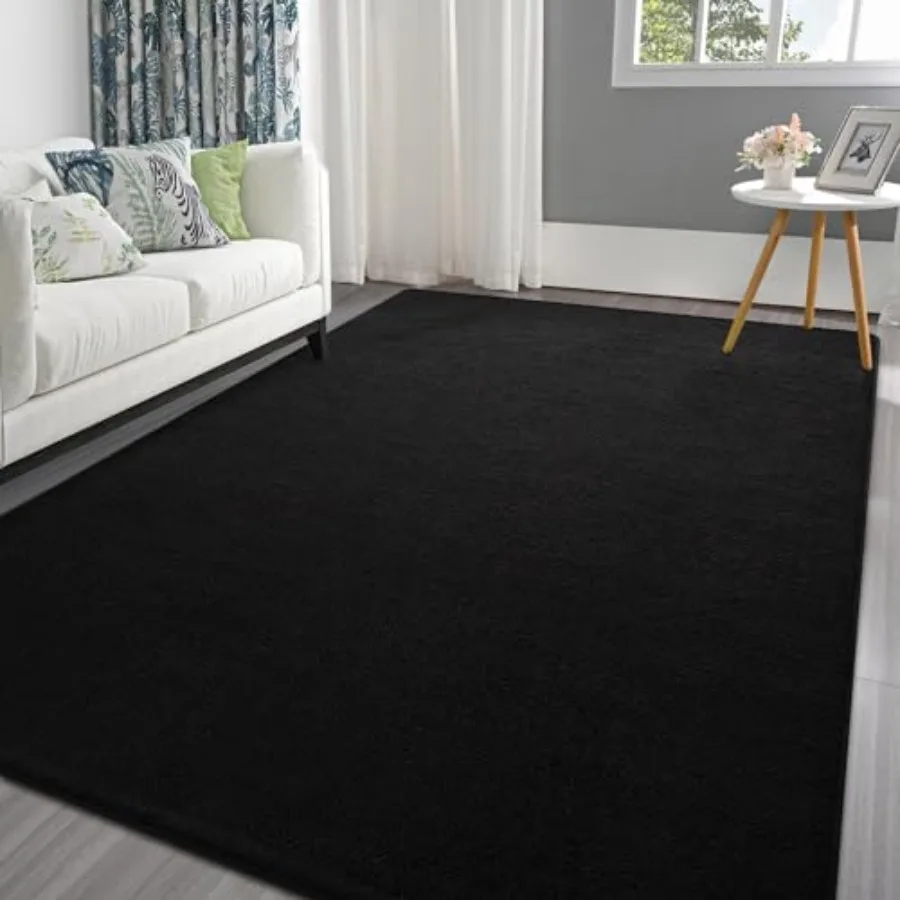

Area Rugs for Bedroom Living Room 6x9 Black Thickened Memory-Foam Indoor Carpets Modern Aesthetic Minimalist Super Soft Comfy C