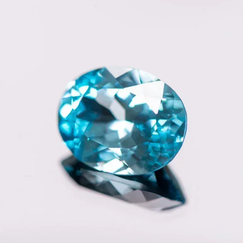 

TopL-Lab Grown Sapphire Aquamarine Color Oval Cut Top Quality Gemstones Beads for Charms Jewelry Making Selectable Certificate
