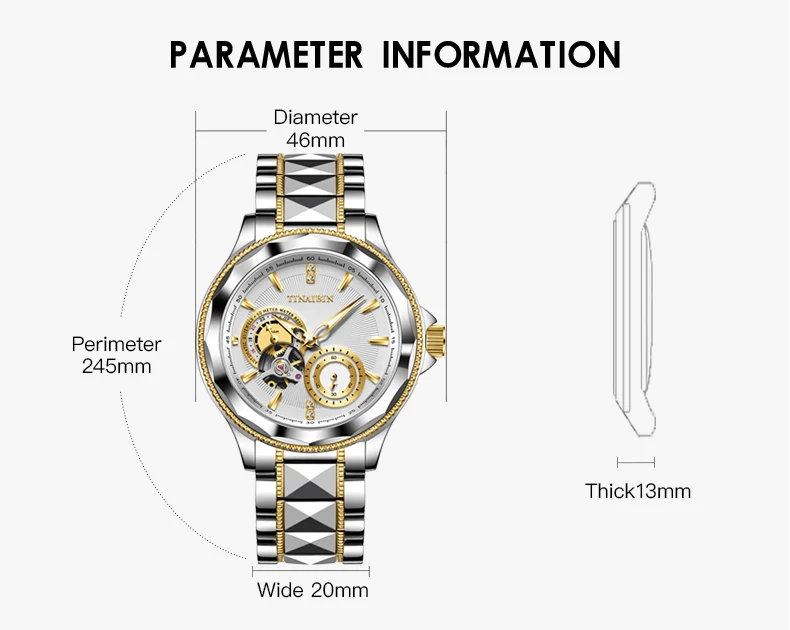 Reloj Mecánico de acero inoxidable para hombre, cronógrafo de pulsera de lujo, automático, informal, Original, de negocios, marca superior