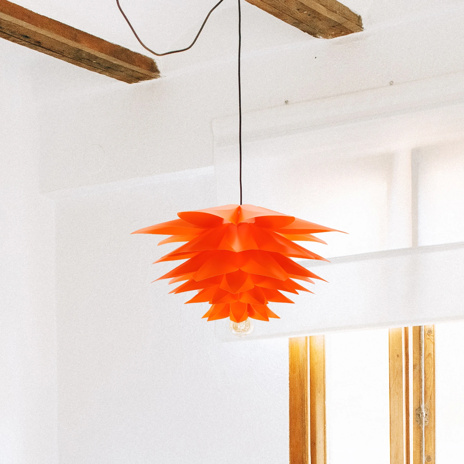 

Plastic Lampshade Orange Pendant Lotus Light Shade Ceiling Fixture Flowers Decor Bedroom Party Modern Chandelier