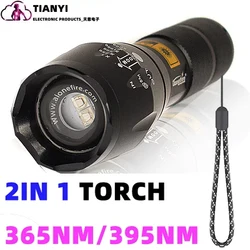 High-power counterfeit detector ultraviolet light uv 365+395nm Tsinghua purple light fluorescent light scorpion glare flashlight