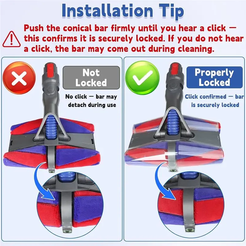 [Heavy Duty】 Quick-Release Floor Brush Head With Four-Cone Universal Joint& LED Lights For Dyson V7 V8 V10 V11 V15 Vacuums