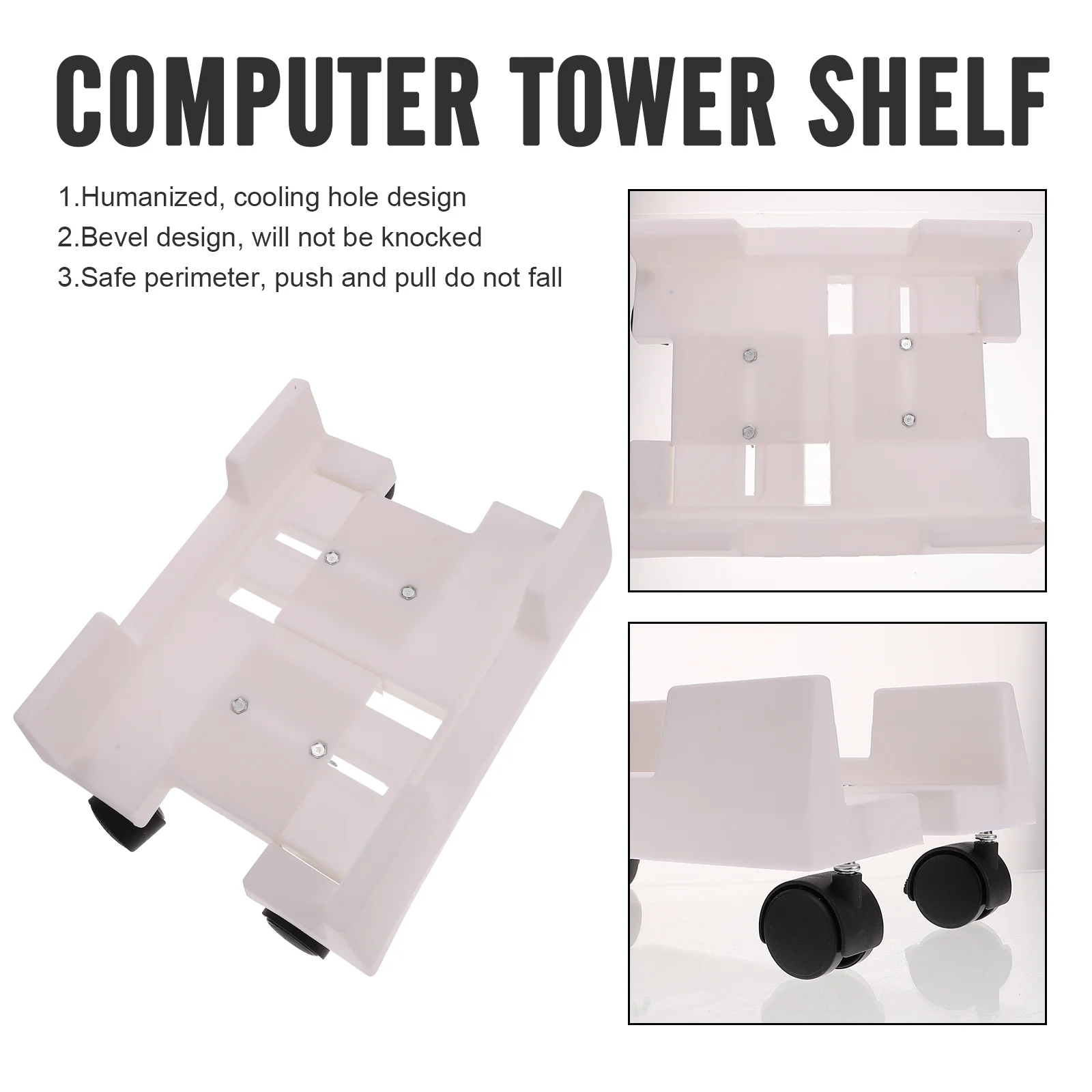 Suporte para caixa de computador, torre, prateleira, suporte para cpu com rodízios, estrutura principal, polia, suporte de plástico pp