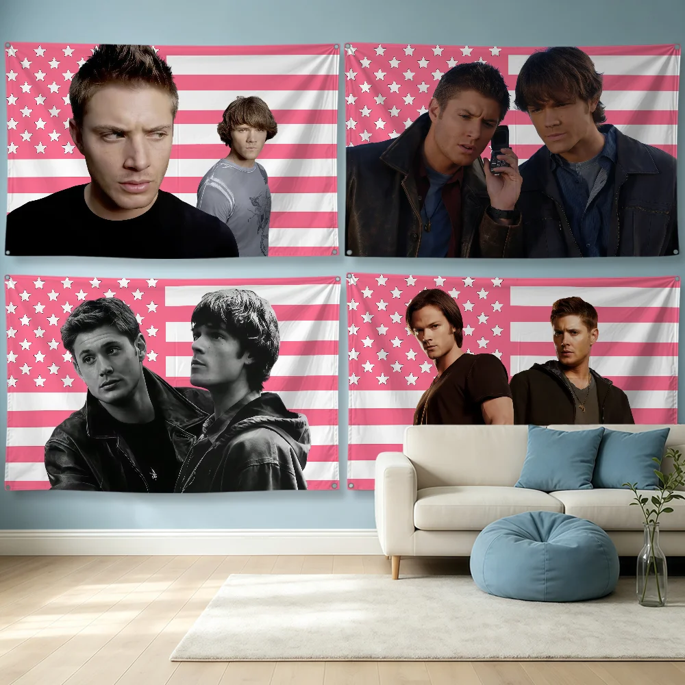 TV Dean Winchester And Sam Winchester Flag Polyester Banner Flags For Party Club Outdoor Interior Wall Decoration Banner Gift