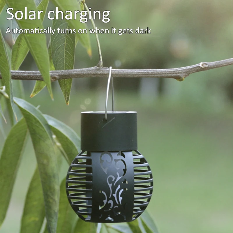 Solar flame light Outdoor Garden Lamp Waterproof Flickering Flame Effect Ball Solar Lamps Hanging Lantern Landscape Yard Decor
