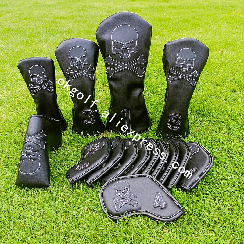 

Головной убор для гольф-клуба Skull Driver Fairway Hybird, деревянный чехол, набор из искусственной кожи, водонепроницаемый, мягкий, прочный, Woods