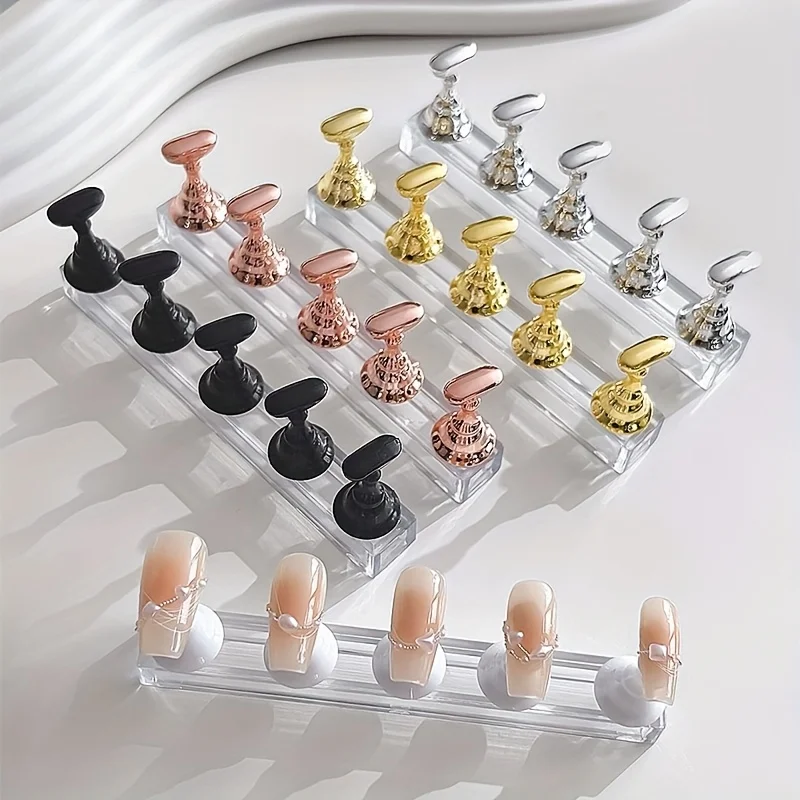 Nail Practice Nail Holder Strong Magnetic Nail Tips Beginner Practice Stand Wearable Nails Transparent Display Chessboard Holder