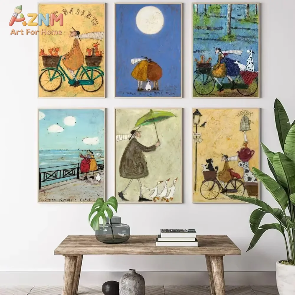 Sam Toft Art Abstract Landscape Love Dogs Pet Painting Calligraphy   Canvas Poster living room bedroom bar aesthetic decoration