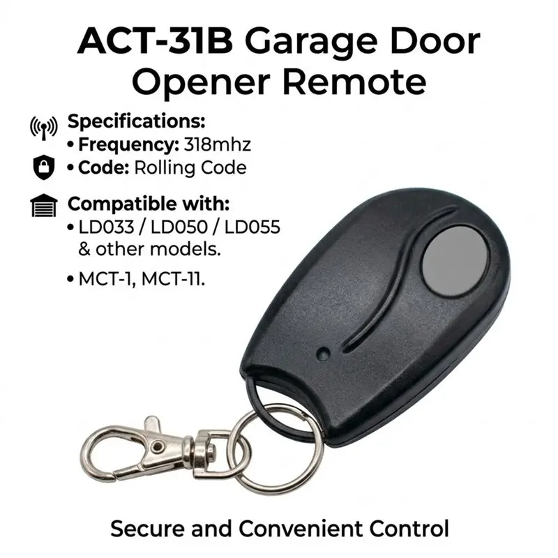 ABJF-1PCS For ACT-31B 318Mhz Garage Door Opener Remote, Compatible With For Linear Megacode LD033 LD050