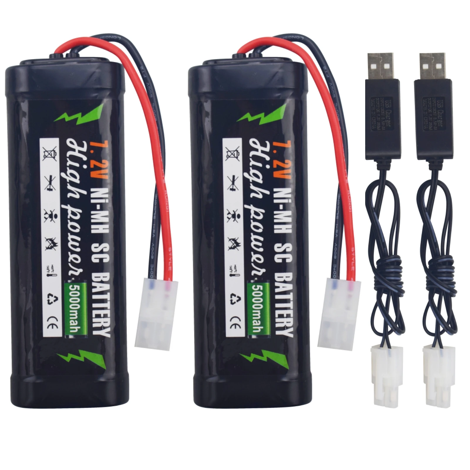 7.2V 5000mAh KET-2P spina NiMH batteria + caricabatterie USB per RC Truggy Buggy Tank, ad alta potenza con connettore Tamiya accessori batteria