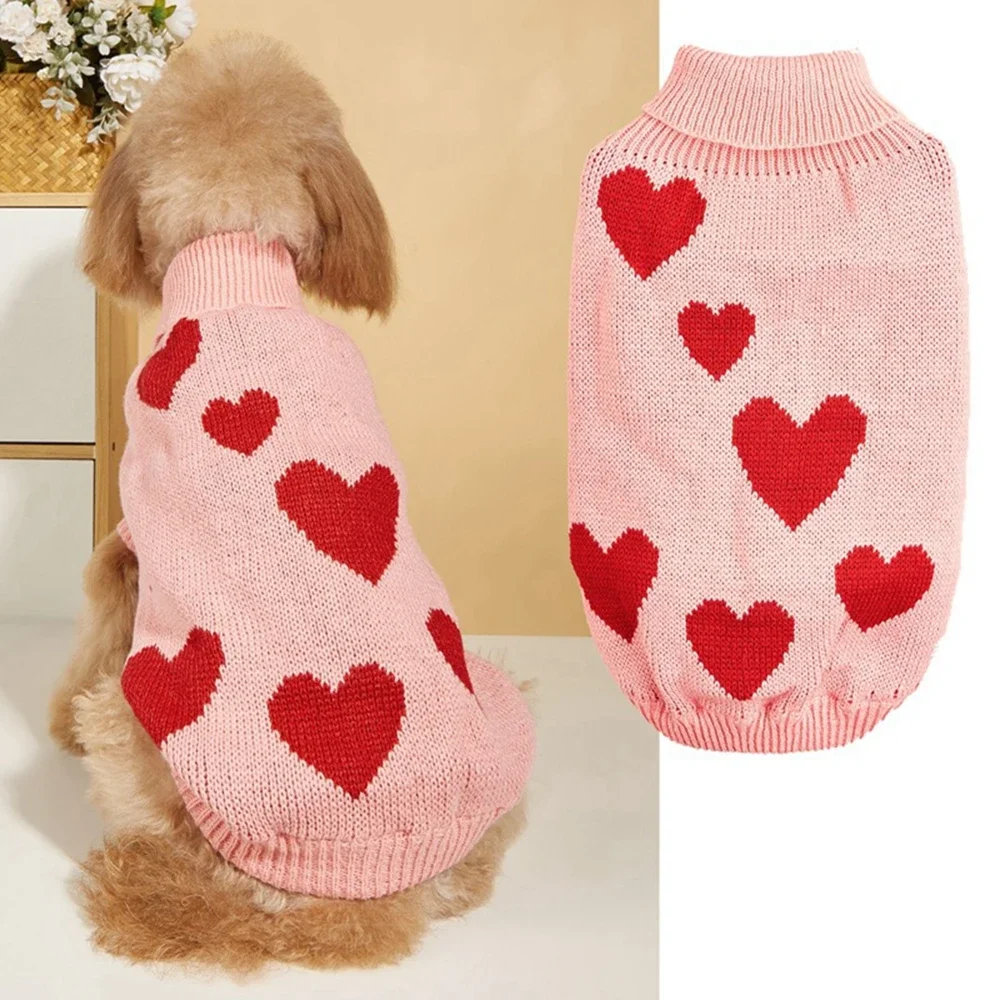 Hond Truien Winter Warm Huisdier Kleding Hond Truien Leuke Hartvorm Trui Kat Kleding Voor Chihuahua Yorkie Puppy Kleding