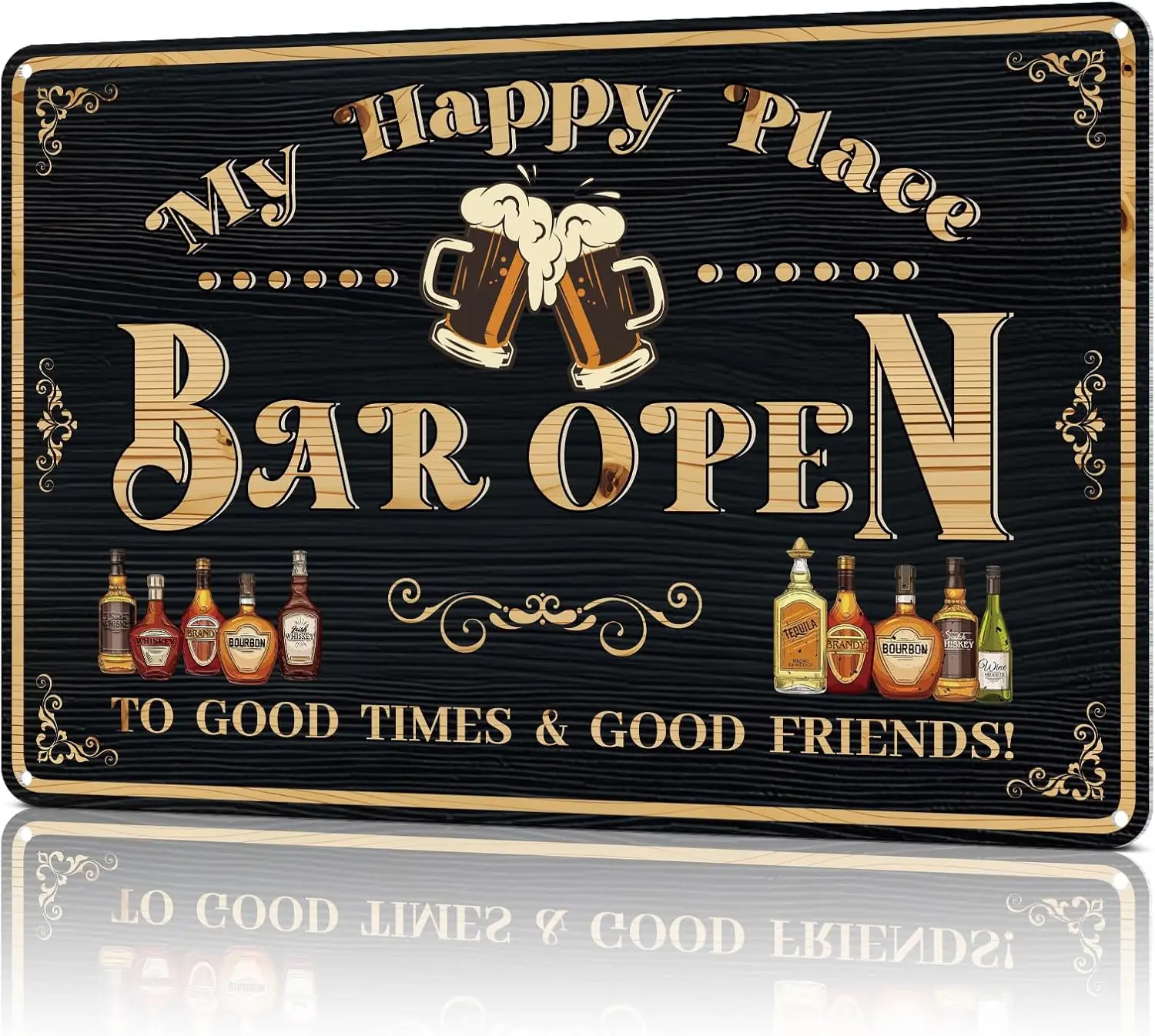 Bar Sign Decor Bar Open Metal Tin Signs for Home Bar Man Cave Vintage Wall Accessories Beer Cheers Decorations Gifts 12X8 Inches