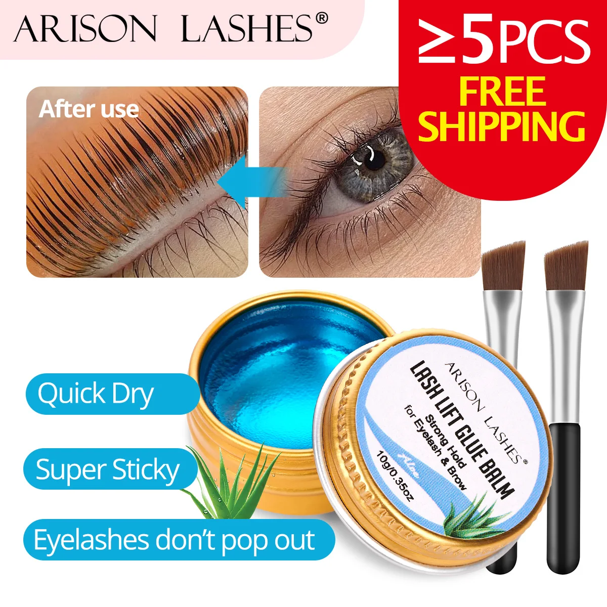 ARISON 10g Korea Eyelash Glue for Lash Lifting Eyebrow Fixed Wax Non Irritation Strong Fixer Vegan Quick Drying with Small Brush