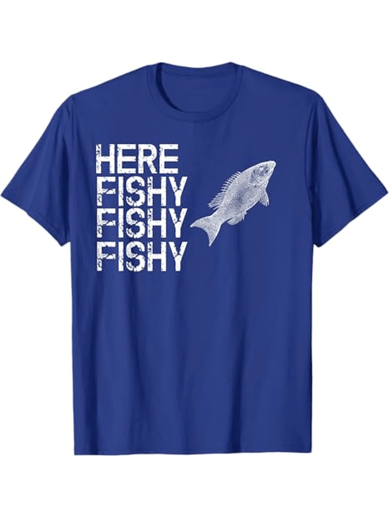 "هنا مريب مريب" القفز الأسماك مضحك الصيد تي شيرت 100% القطن س الرقبة قصيرة الأكمام الصيف عادية قميص رجالي الشارع الشهير #3