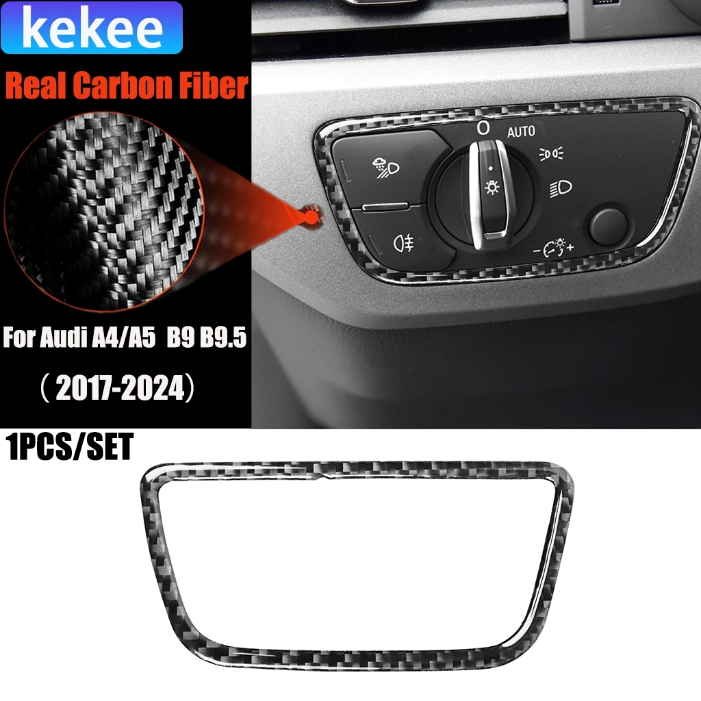 

Carbon Fiber Car Accessories Headlight Frame Modified Interior Trim Cover Soft Sticker For Audi A4/A5 RS4 S4 B9 B9.5 2017-2024