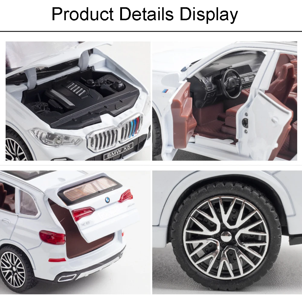 1:32 Toy Car X5 320I Miniature Models Alloy Diecast Sound Light Doors Opened Pull Back Rubber Tires for Boys Educational Toys