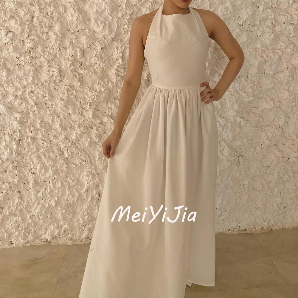 

Meiyijia Evening Dress Halter Sleeveless Zipper up Backless Aline Saudi Arabia Sexy Evening Birthday Club Outfits Summer 2024