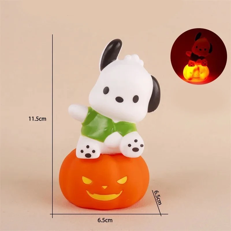 โคมไฟข้างเตียงสำหรับเด็กลายอนิเมะ Sanrio Hello Kitty Kuromi Cinnamoroll ไฟกลางคืนฮาโลวีนโคมไฟของเล่นเรืองแสง kado ulang tahun น่ารัก