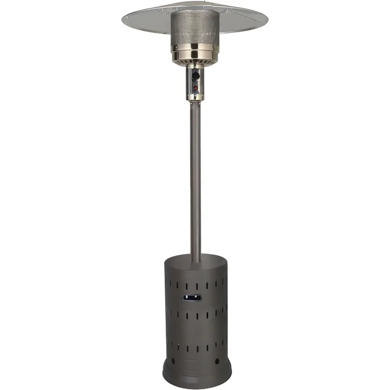 Outdoor Natural Gas Patio Heater | Anti-Tilt and Safety Shut-Off |  Includes Drink Table Surface and Wheels | Matte Mocha