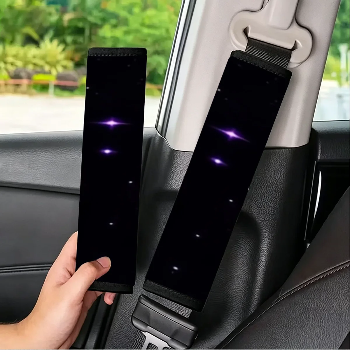 

Purple Starry Sky Soft Car Seat Belt Shoulder Pad Anti-rub Comfort Safety Strap Protector Cover Fit SUV Auto Interior Accessory
