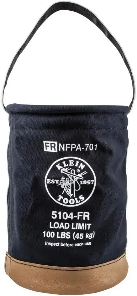 5104FR Canvas Bucket, Flame-Resistant Tool Bucket Made of No. 4 Canvas, with Double-Reinforced Bottom, 100-Pound Load Rated