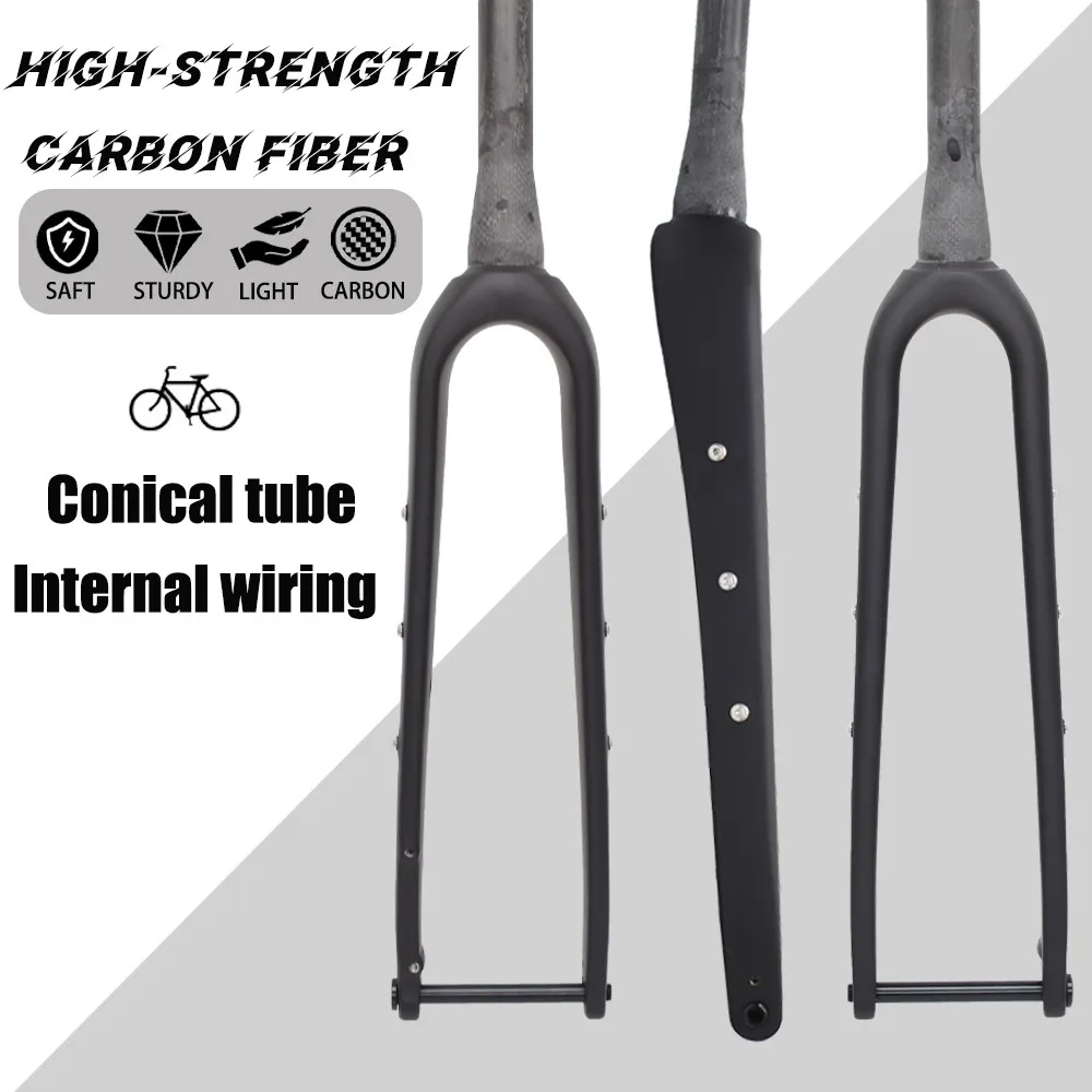 

No logo carbon fiber bike road gravel front fork internal cable route barrel axle bike 700x45c installation diameter 28.6mm