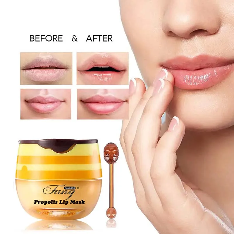 Máscara hidratante labial para dormir, creme de lixívia para manutenção, cuidados nutritivos, descascamento de mel e morango, melhora as linhas dos