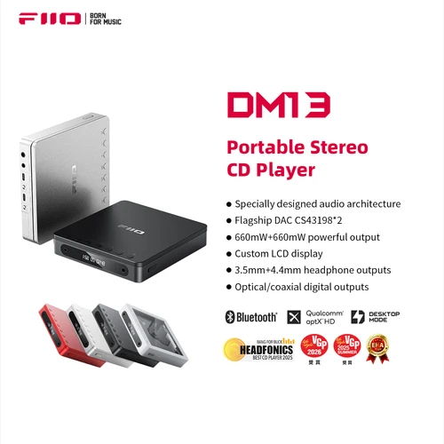 Reproductor de CD estéreo portátil multifuncional FiiO DM13 con batería de larga duración, admite rasgado USB, óptico/coaxial/3,5 mm/4,4 mm