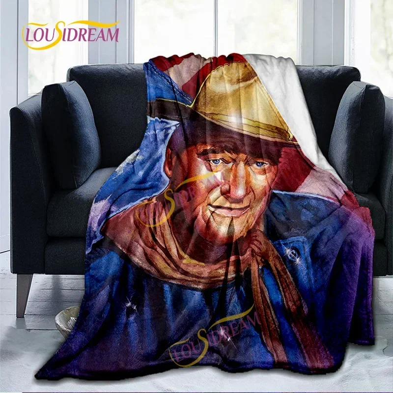 John Wayne Blanket Super Soft 3D Printed Famous Cowboy Actor John Wayne Flannel Blanket Home Bedroom Washable Warm Lazy Blank@0￥