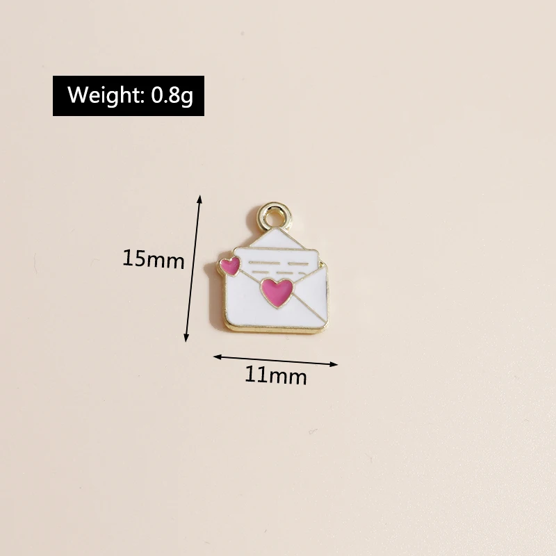 10pcs 11*15mm Enamel Love Letter Charms for Jewelry Making  Cute Girls Charms Pendants Necklaces Earrings Handmade Accessories