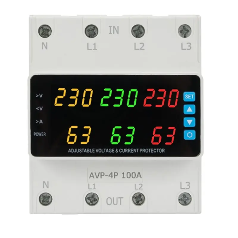 

Реле напряжения LICE-3, 220-380В, 100А, с функцией переключения, защита от перенапряжения/пониженного напряжения/перегрузки по току/потери фазы