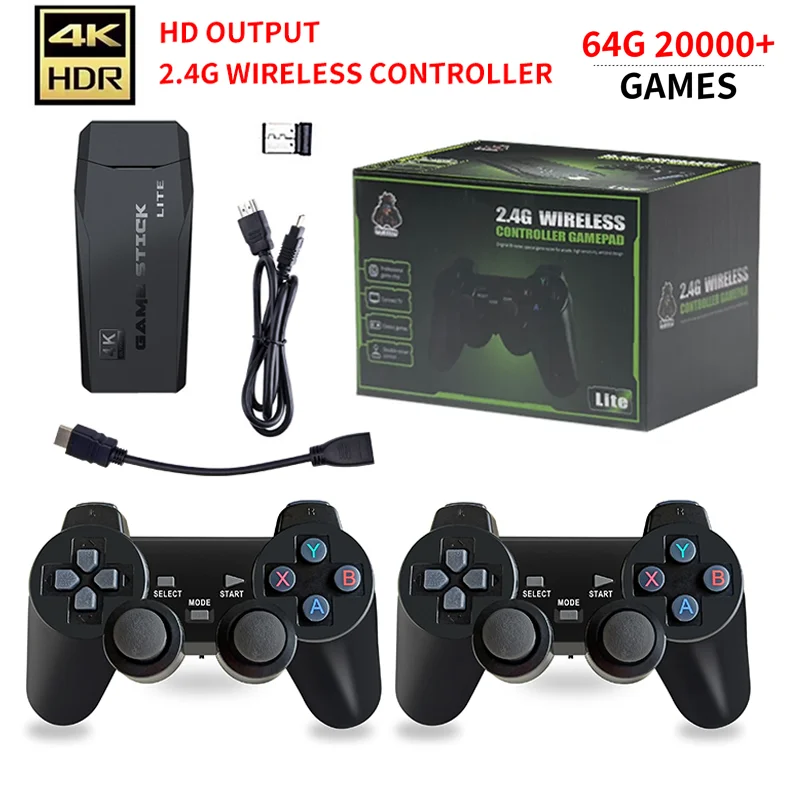 M8 Console de videogame retro, apenas 2x2.4G controlador sem fio, Lite 4K TV Game Stick, Handheld Game Player para PS1, atualização