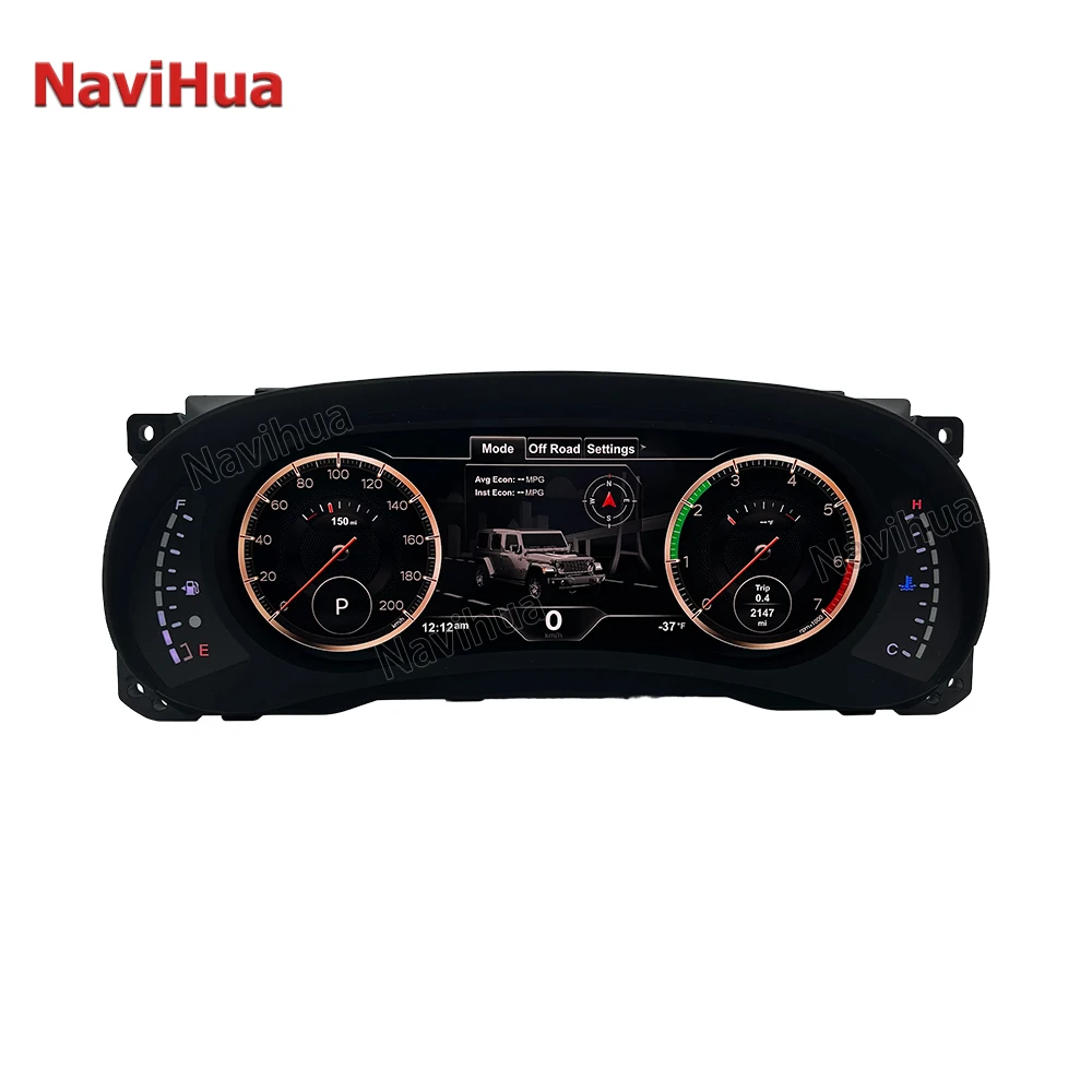 NAVIHUA New Upgrade LCD Dashboard Speedometer Digital Cluster LINUX System Auto Meter for Jeep JL JK Wrangler Instrument Cluster