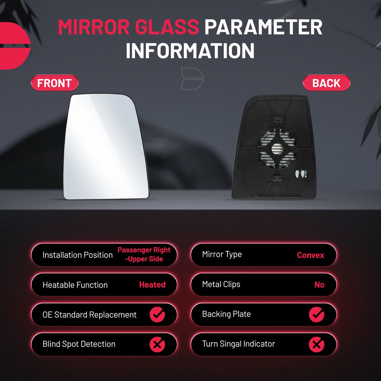 BDFHYK Rearview Mirror Heated Glass Left Right Side For Ford Transit T150 T250 T350 2015-2022 CK4Z17K707D CK4Z17K707B