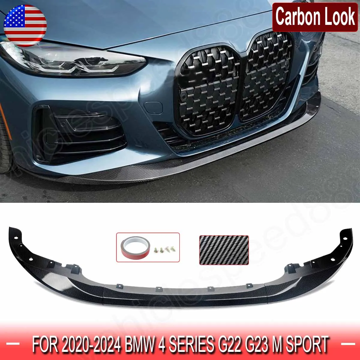 

Front Bumper Splitter Lip for G22 G23 430i 440i M440i 2020-2022 Coupe M Performance Style Spoiler Protector Carbon Fiber Look