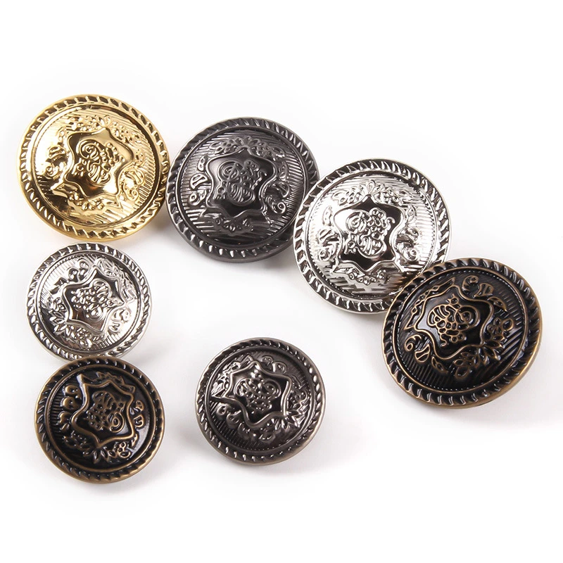 10pcs/lot 15/20/25mm Vintage British Clothing Buttons Gold Silver Black Metal Small Buttons for Clothing Fashion Shirt Buttons