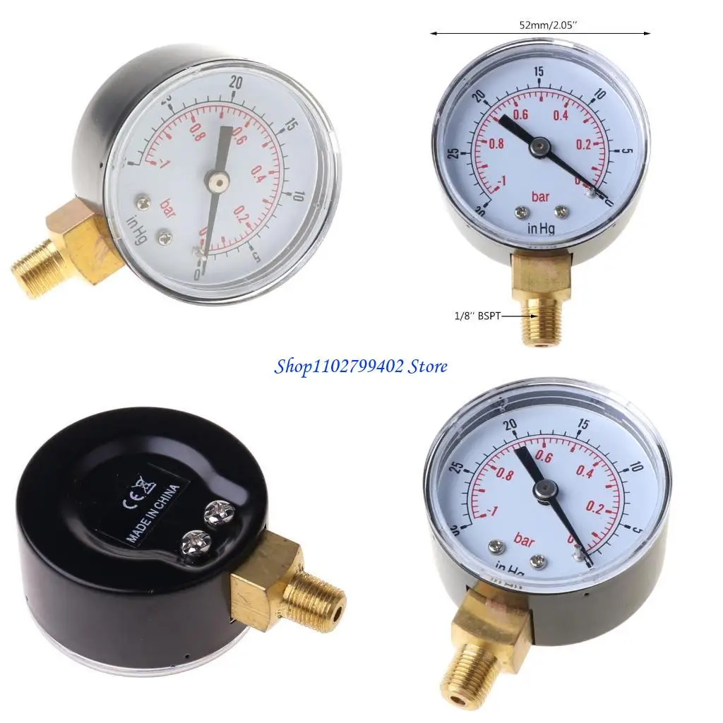 Manomètre à vide 547F 52mm -1/0 Bar -30 1/8 BSPT moniteur connexion inférieure
