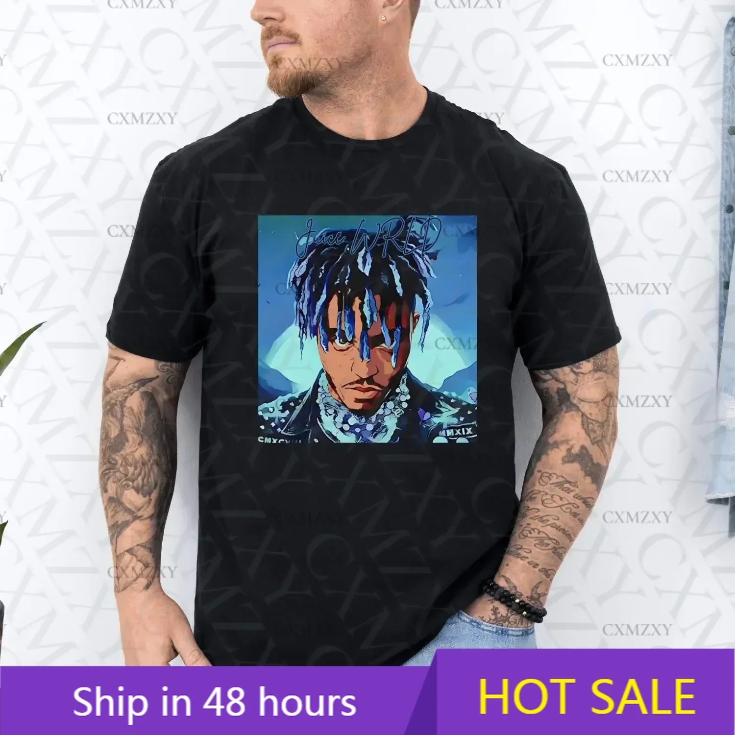 خمر عصير القطن عادية WRLD تي شيرت الرجال النساء ريترو تصميم عالية الجودة المحملة مغني الراب الرجال تي شيرت للجنسين تي شيرت Ins Y2k #1